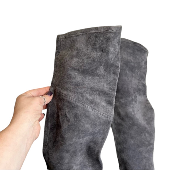 Schutz Tamarah slate gray stretch suede leather tall over knee boots size 8.5 - Picture 7 of 15